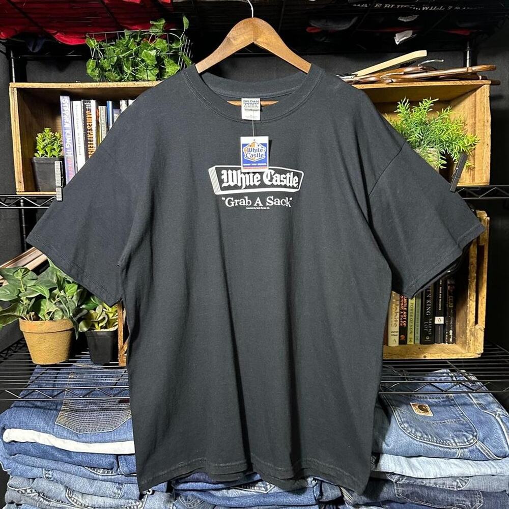 Vintage Y2K Deadstock White Castle “Grab A Snack” Tee Black 2000s Promo Shirt XL